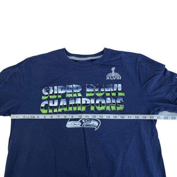 Mens Nike Seattle Seahawks Super Bowl XLVIII Champs T-Shirt Sz L - Picture 7 of 8